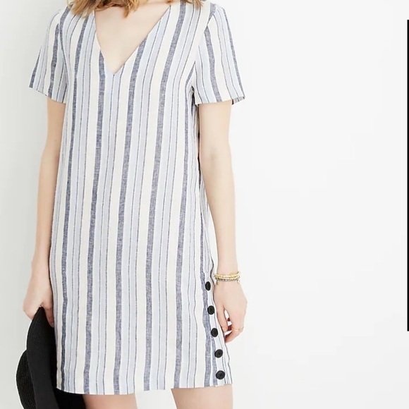 Madewell Dresses & Skirts - Madewell Linen Side-Button Striped Easy Dress Size XXS